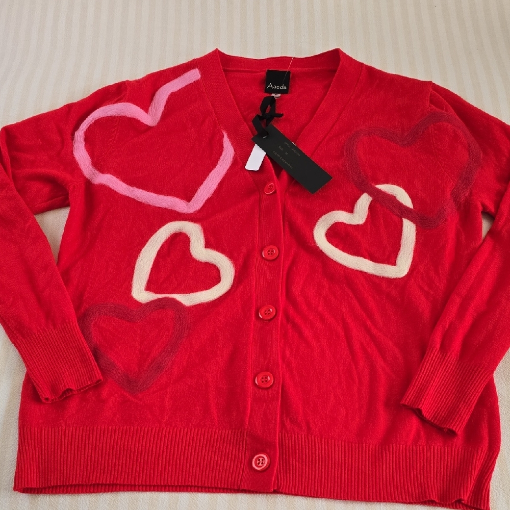 Aaeda Hearts Valentine Women's Cardigan Size:Medium